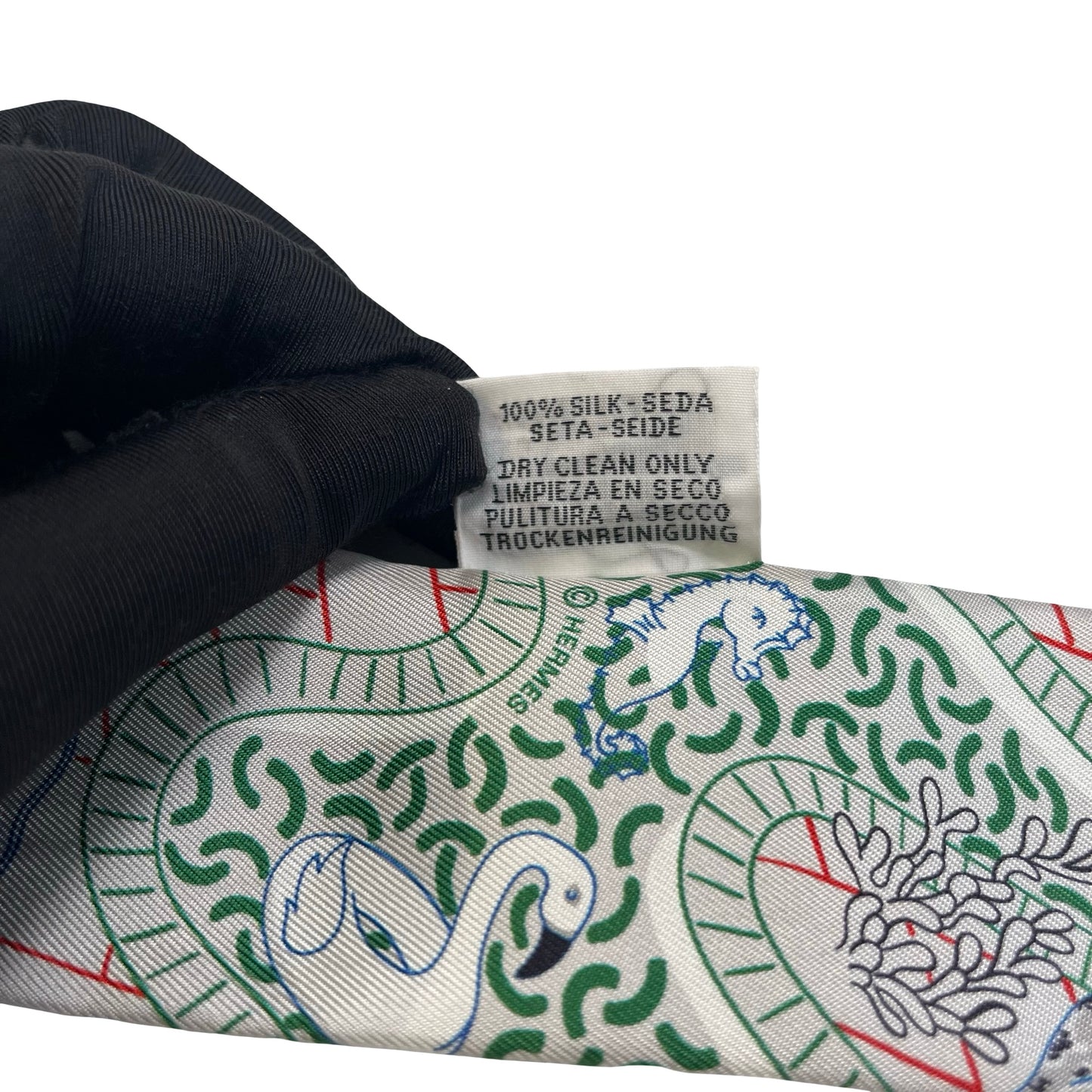 Used HERMES Silk Splash Park Twilly Twilly Grey Navy