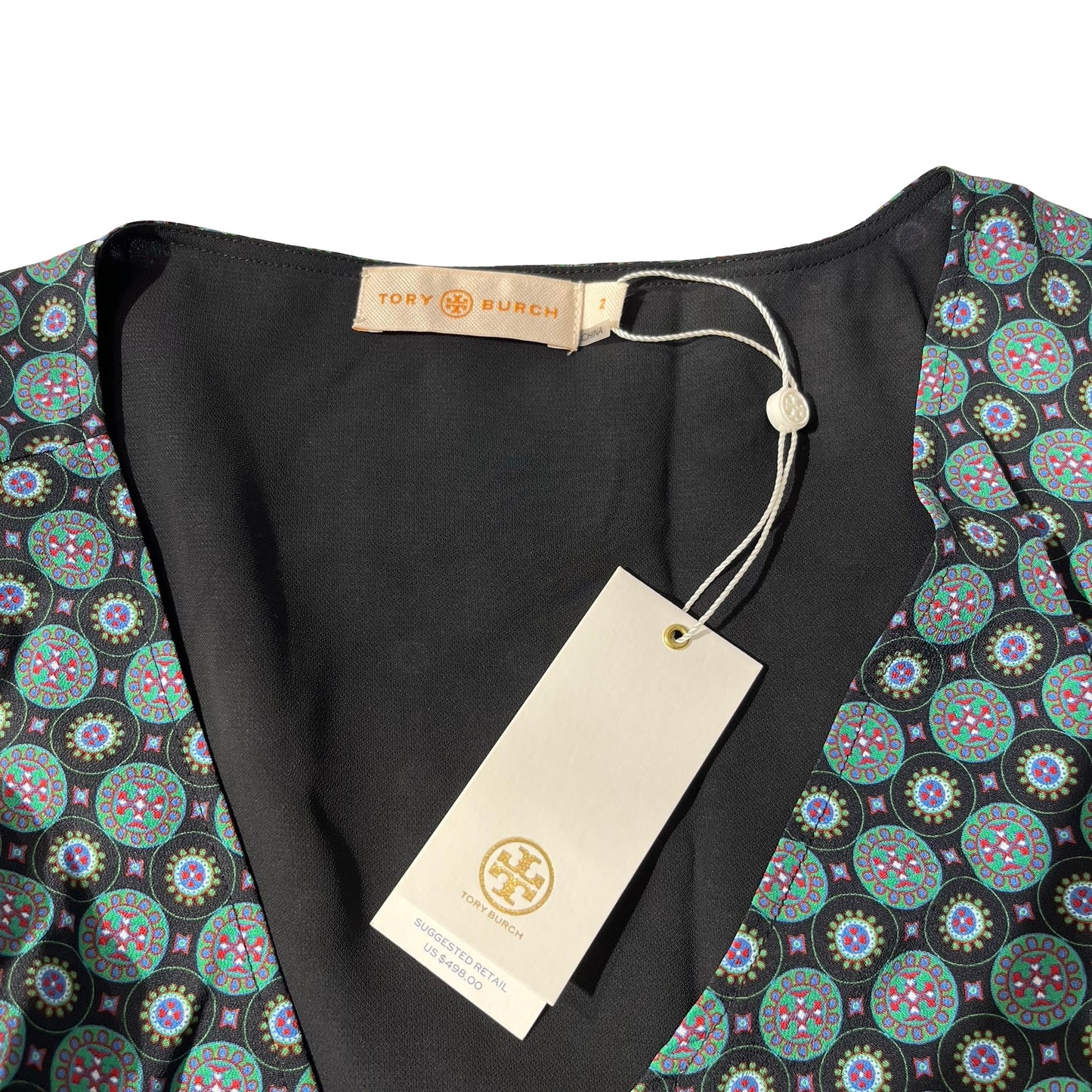 Used TORY BURCH Floral Geometric Dress Clothes Black Green Blue White Red