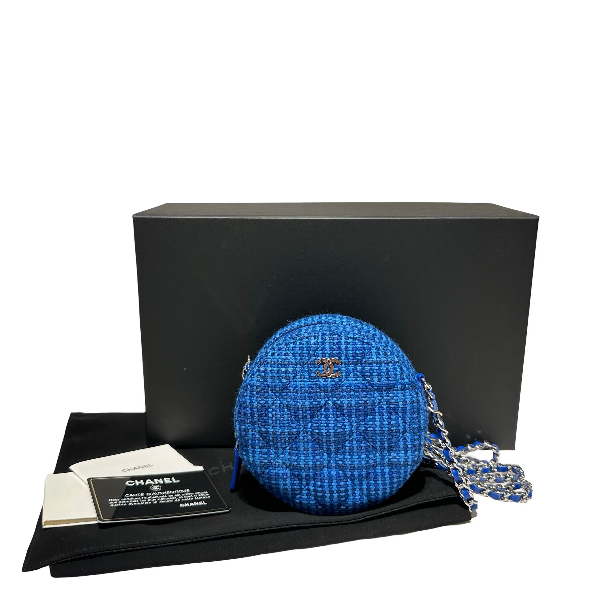 Tweed Tweed Round Clutch With Chain Cross Body Bag [101553] – VOOTIC