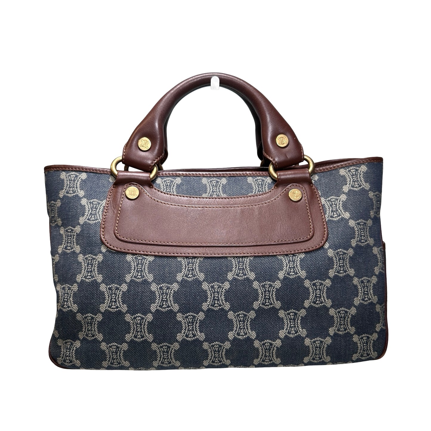 Used CELINE Canvas Vintage Handbag Blue Brown