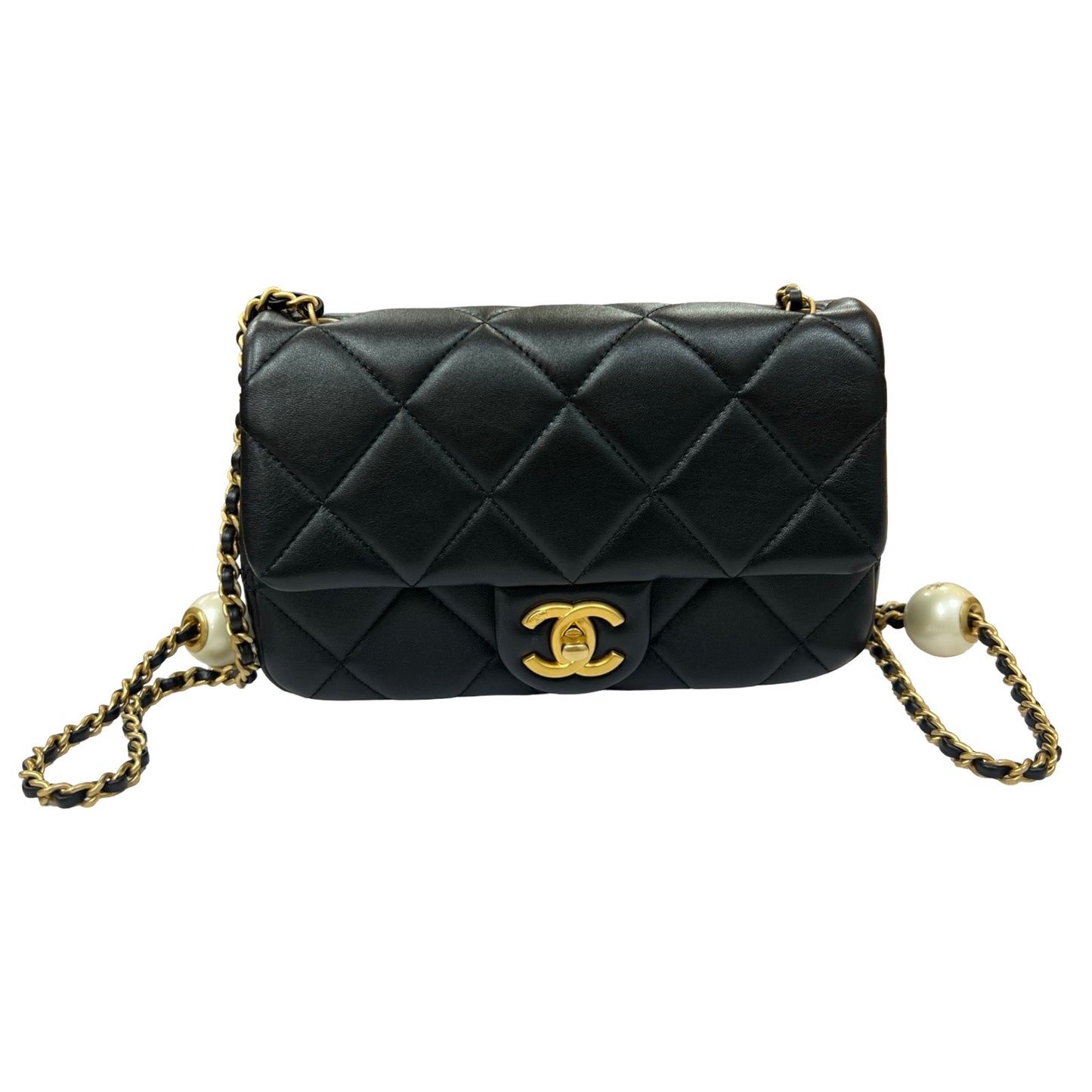 Used Chanel Chain Shoulder Bag Black GHW