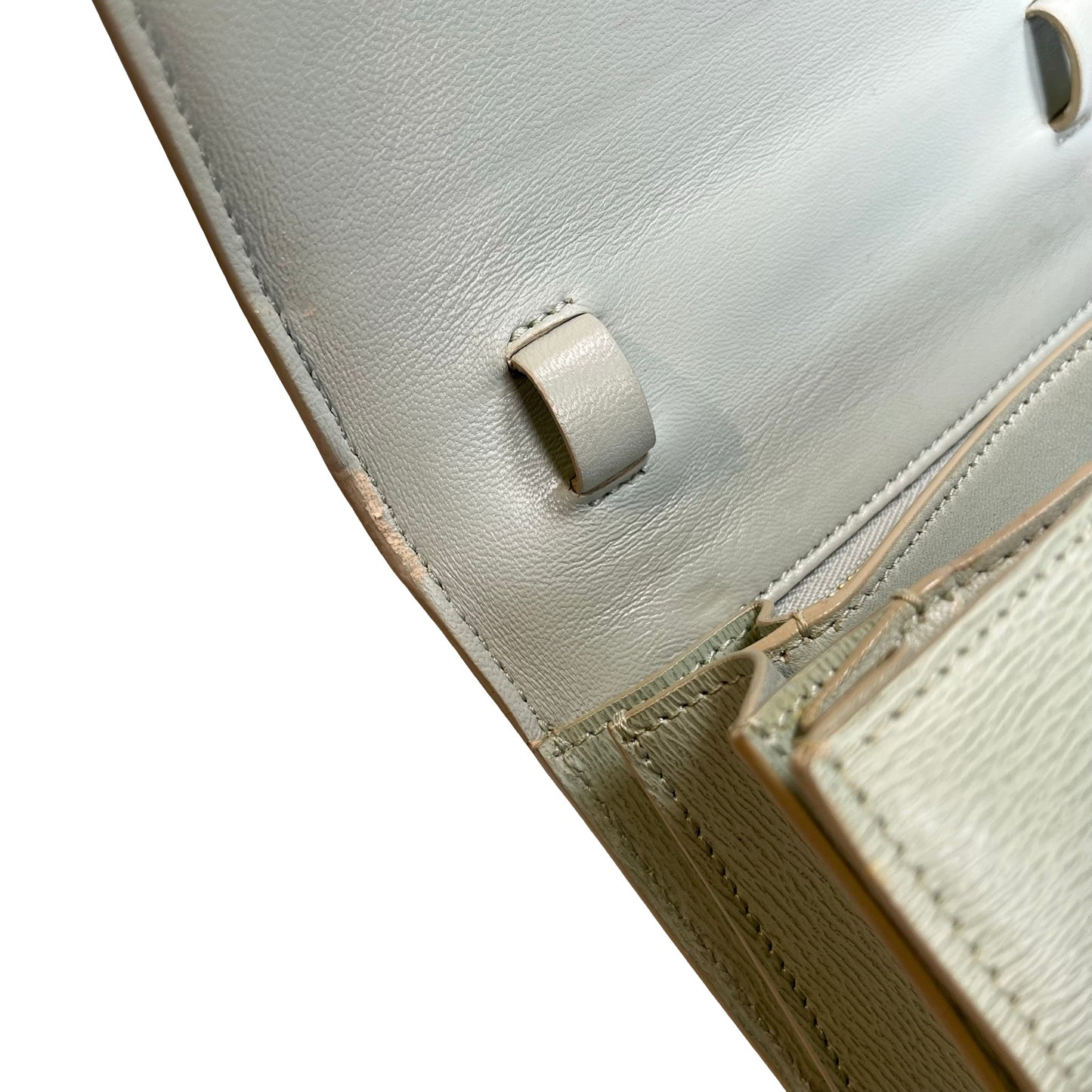 CELINE Epi Leather Classic Box Shoulder Bag Light Green GHW