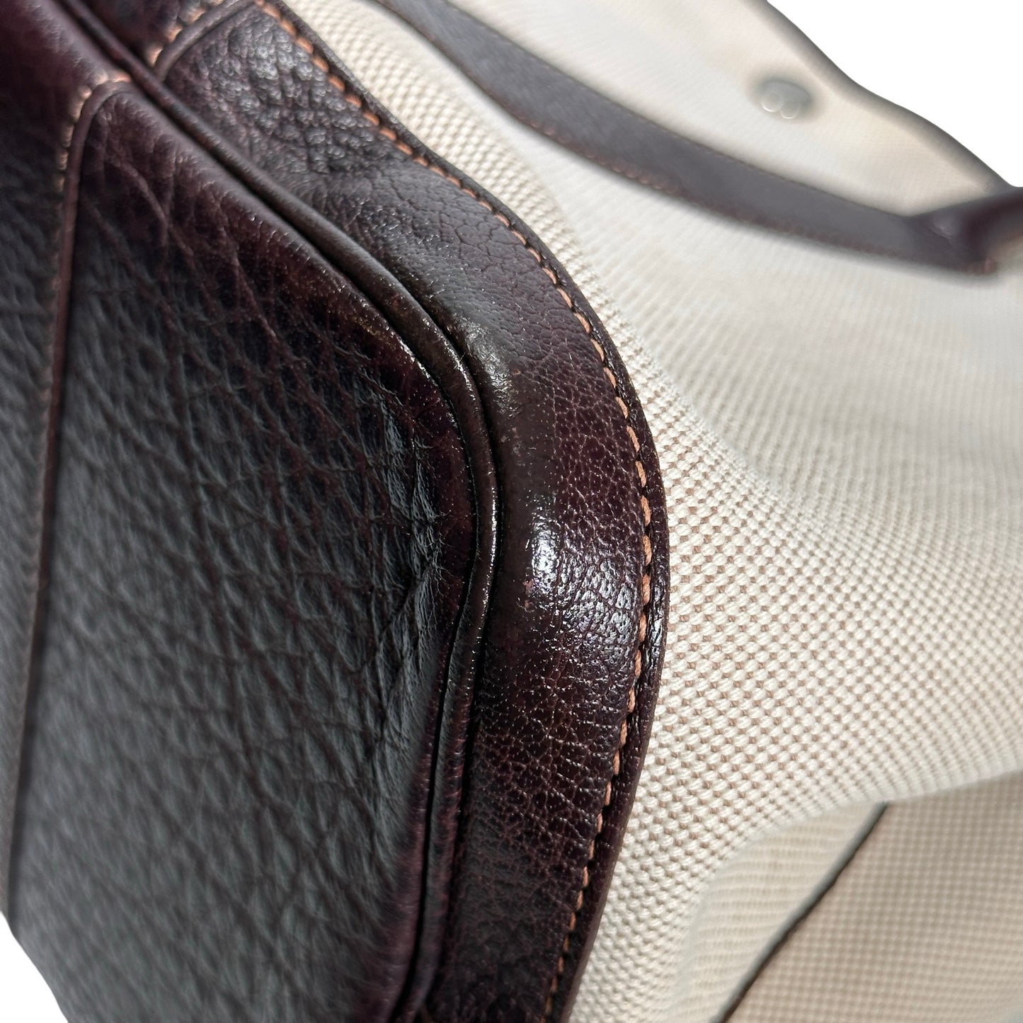 Used HERMES Canvas GP36 Vintage Hobo Bag Black Beige