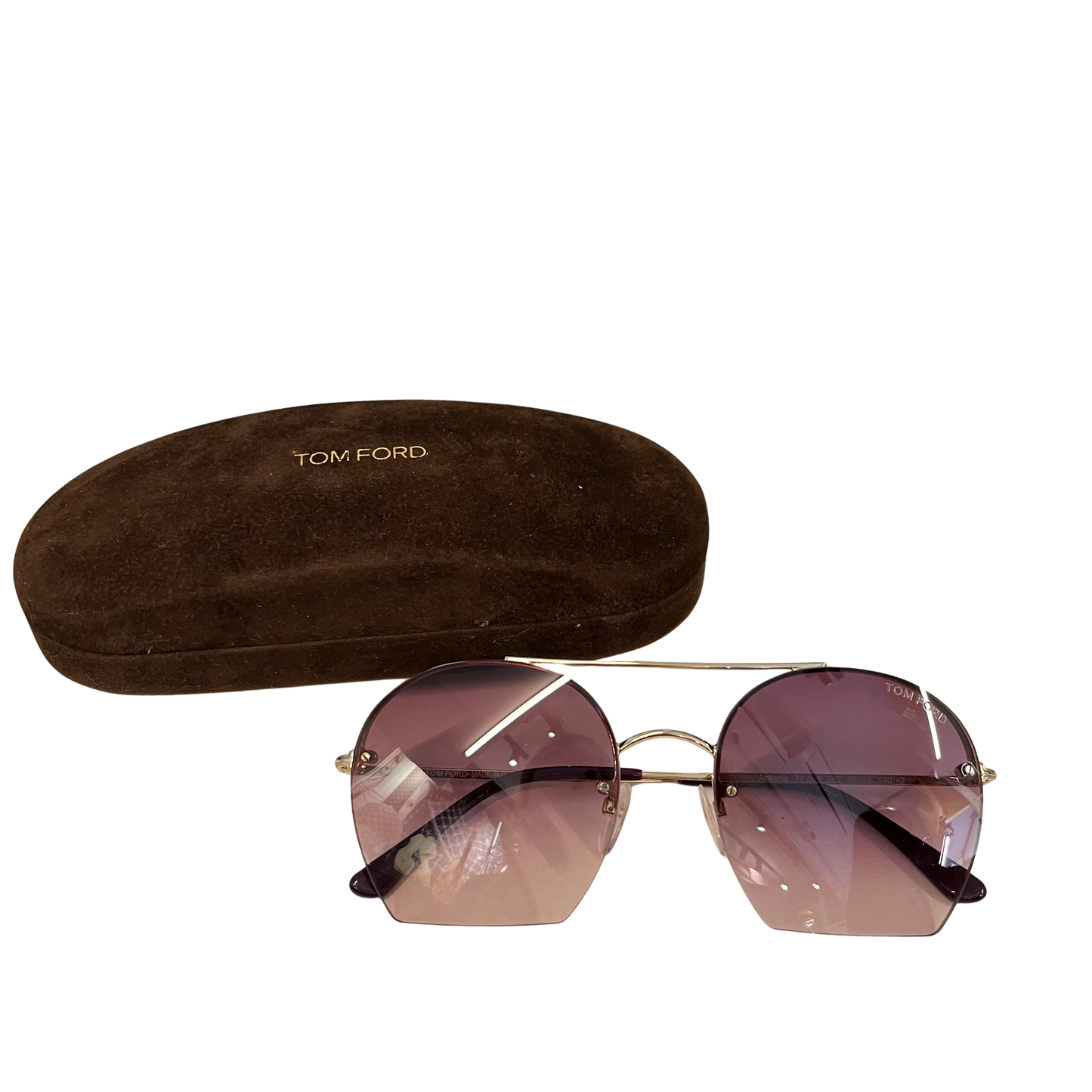 Used TOM FORD Solid Sunglasses SUNGLASSESS Pink GolD
