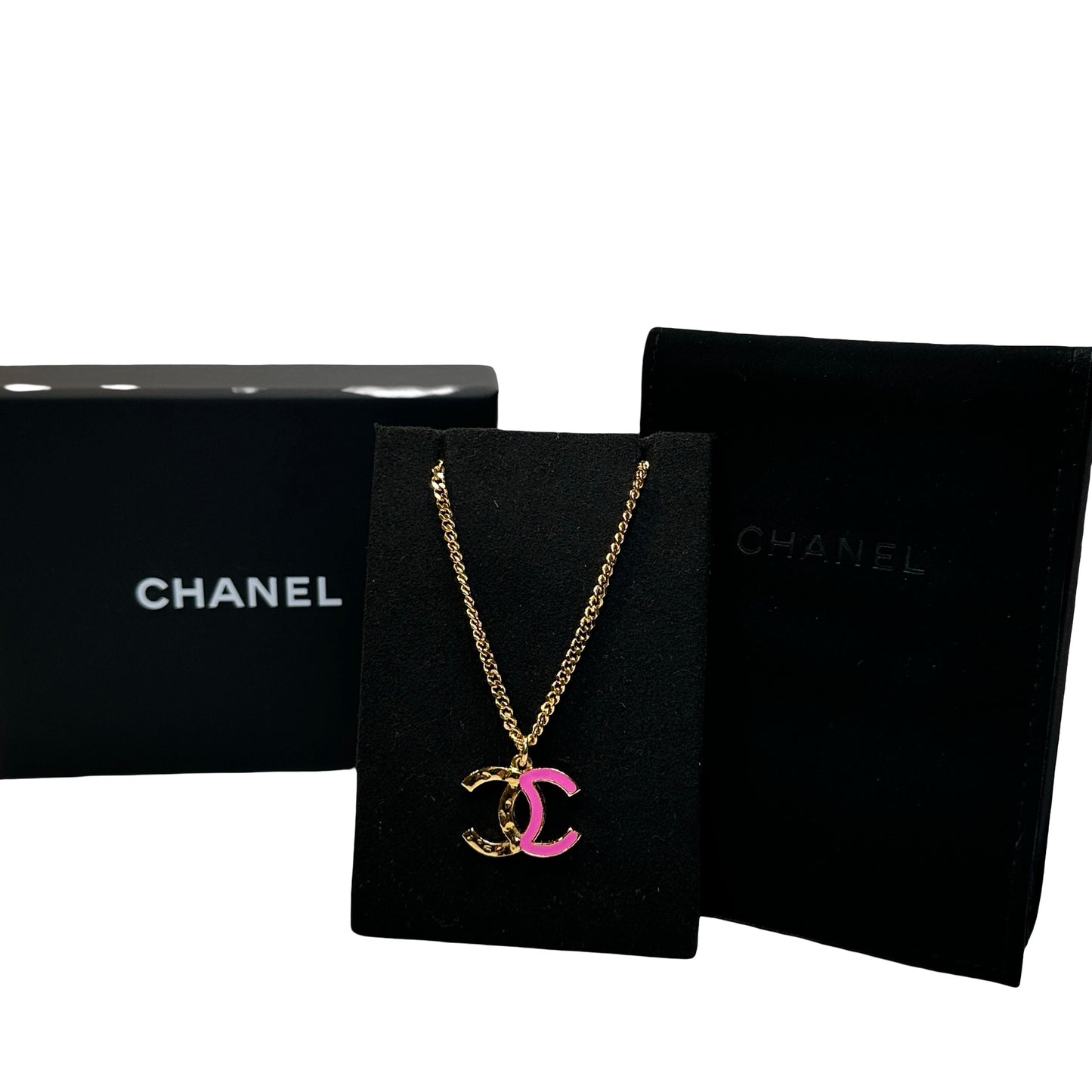 Brand New CHANEL CC Necklace Necklace Gold Pink