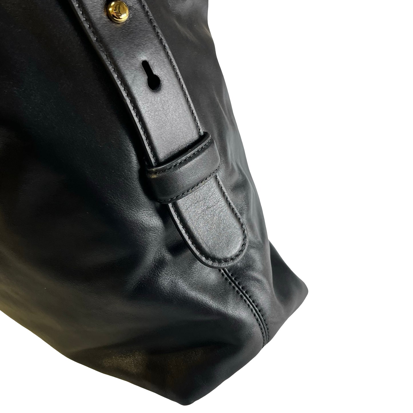 Used GUCCI Solid Medium Shoulder Shoulder Bag Black GHW