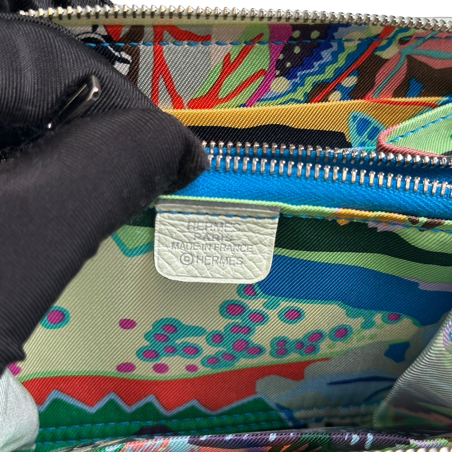 Used HERMES Epsom Leather Silk'In Compact Wallet Wallet Vert Fizz