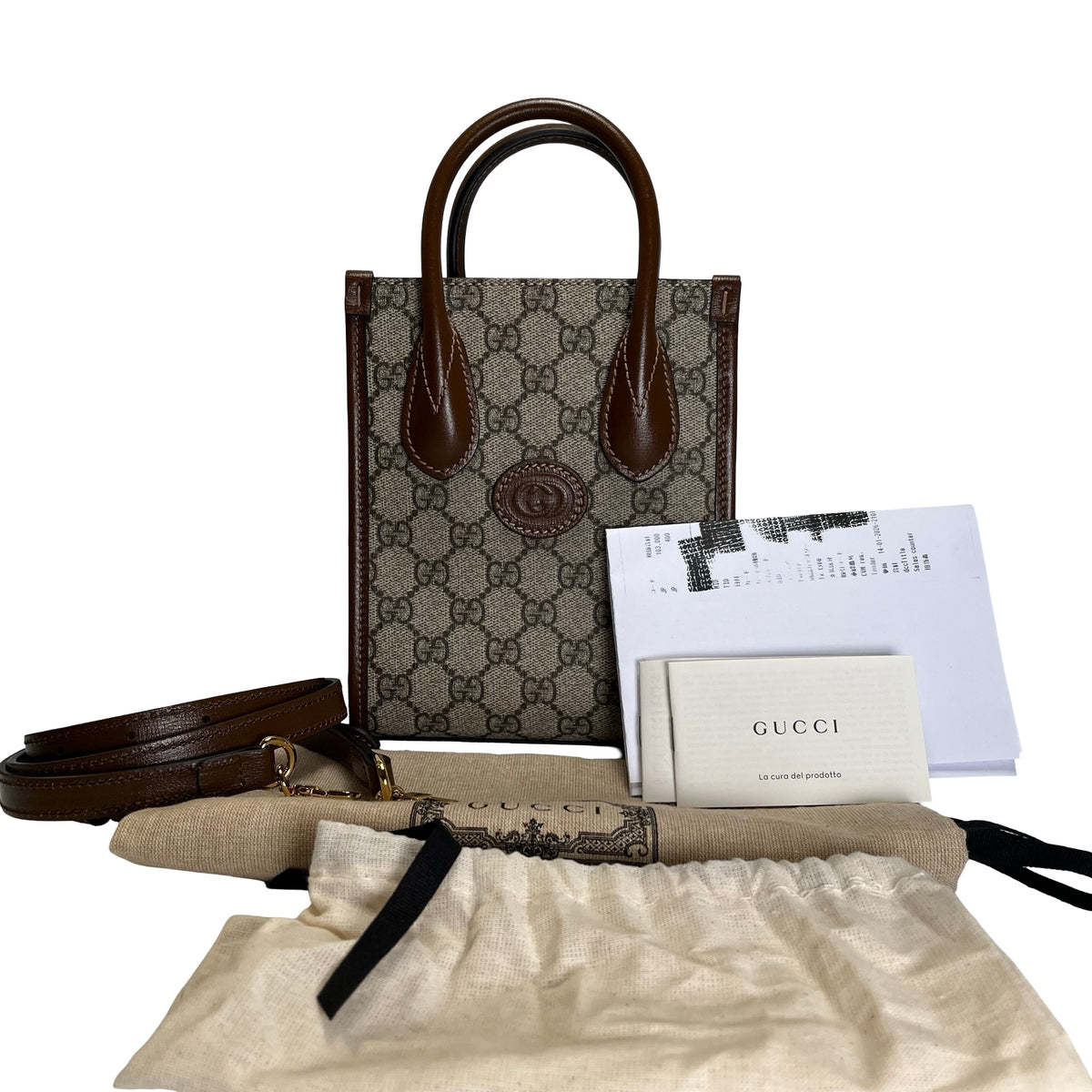 Used GUCCI GG Supreme Interlocking G Mini Tote Bag Tote Bag Beige Brown
