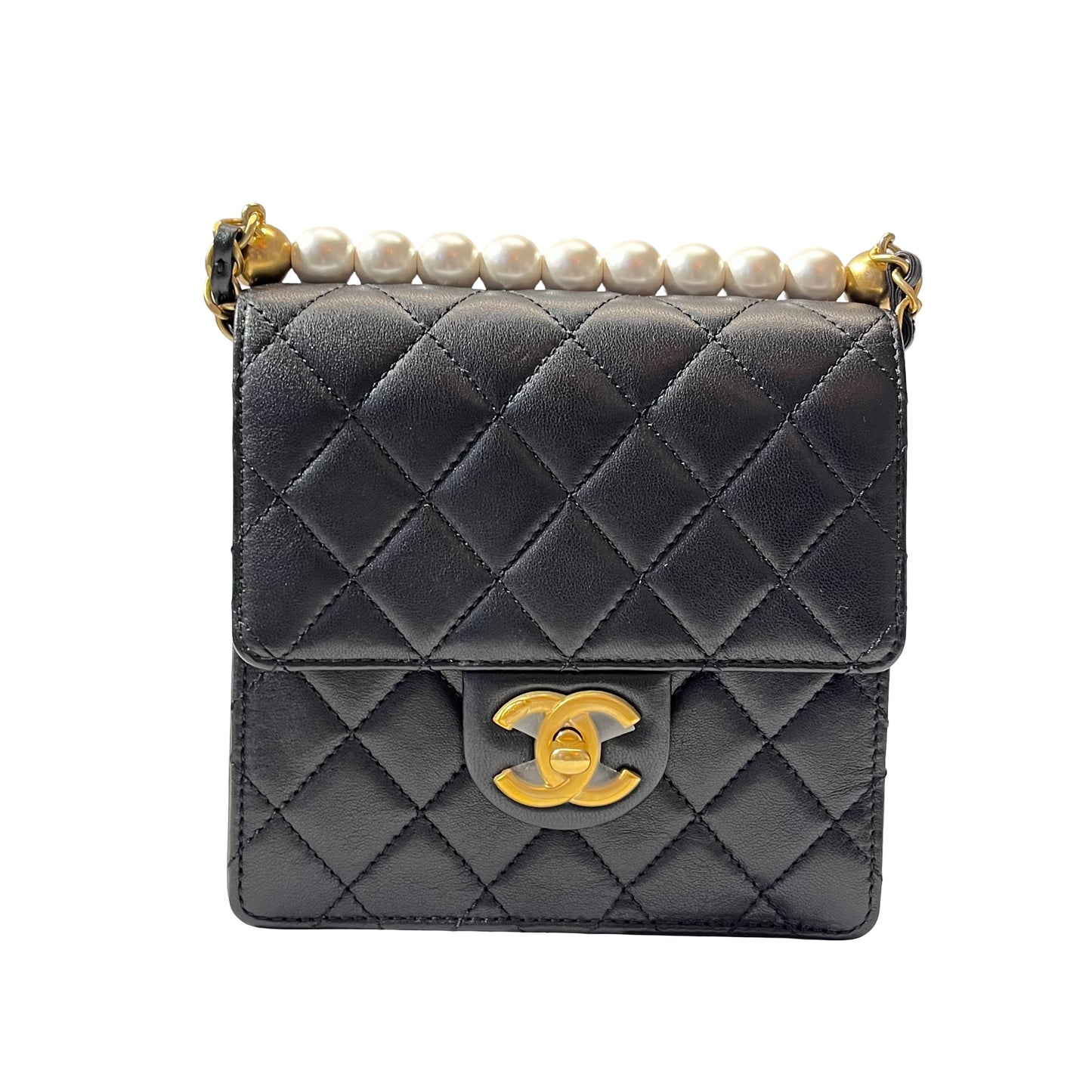 USED A Chanel goatskin pean flap small Shoulder Bag Black GHW