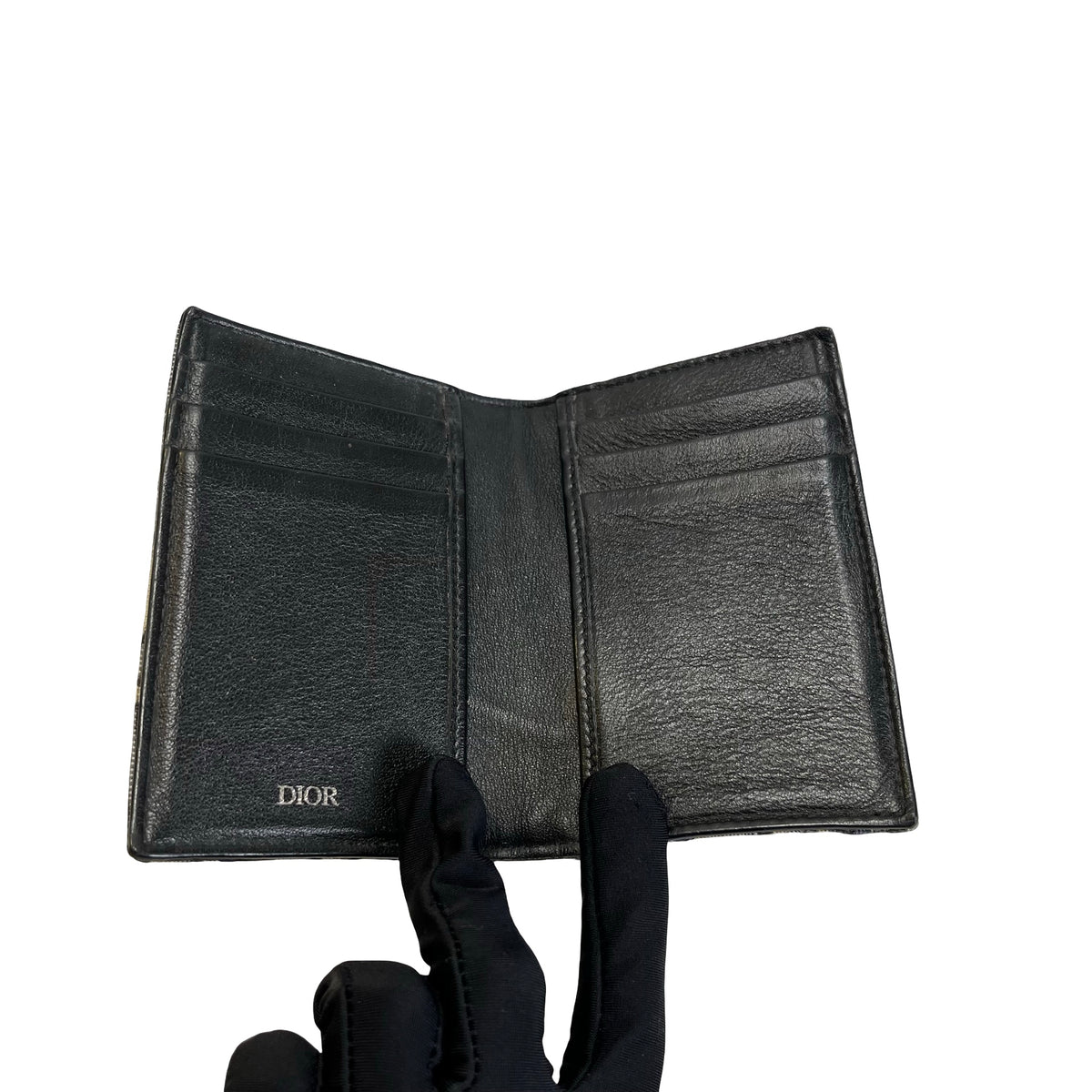 Used DIOR Oblique Canvas Oblique Wallet Wallet Navy Blue Beige