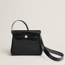 Brand New HERMES Canvas Leather Mini Herbag Crossbody Bag Black PhW