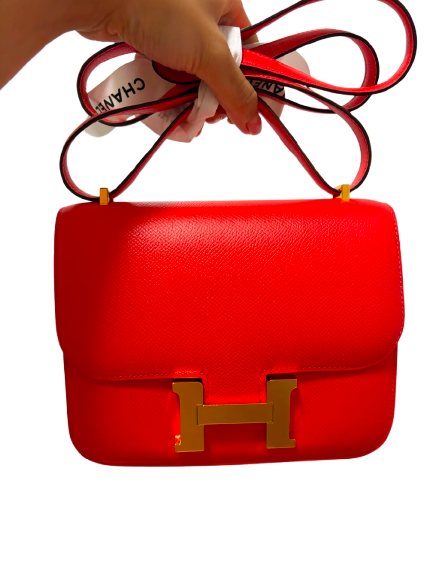 Used HERMES Epsom Constance MIni 19 Shoulder Bag T5 Rose Jaipur GHW