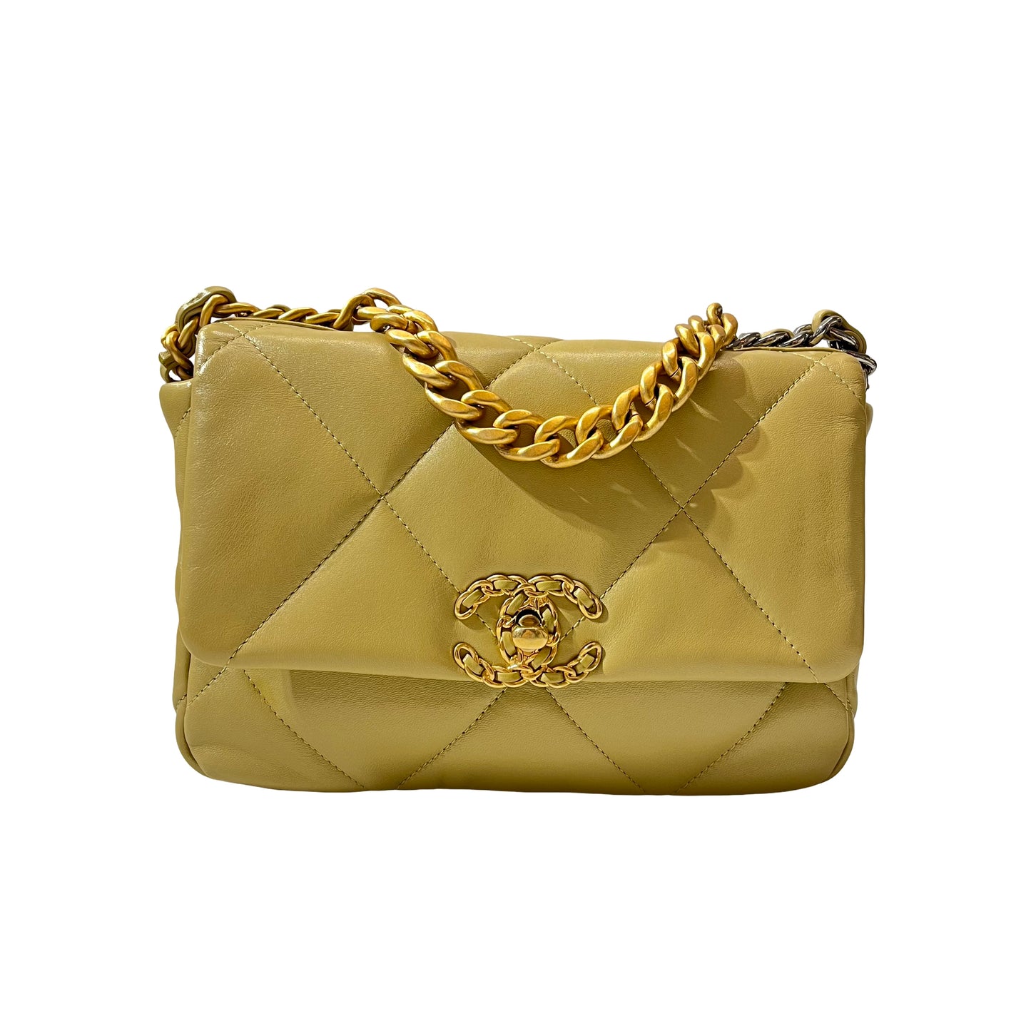 Used CHANEL Cross Body Bag Olive Green