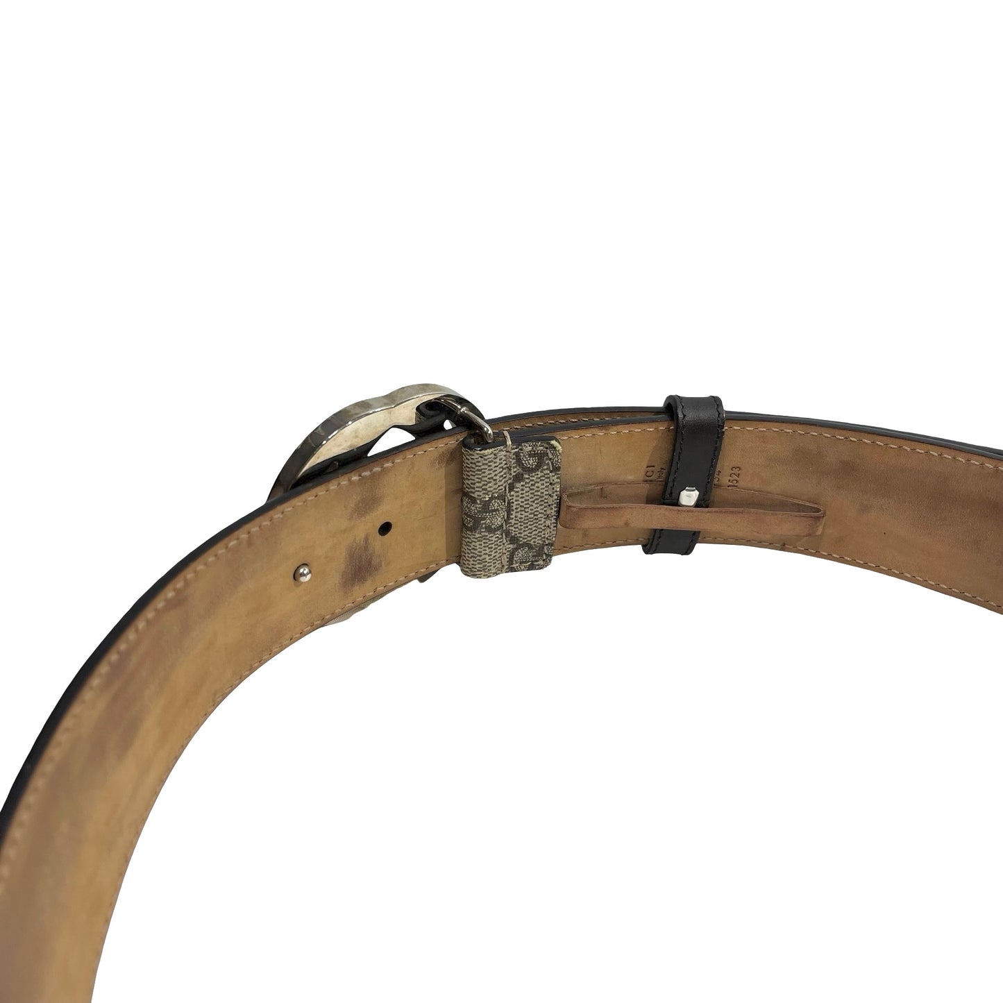 Used GUCCI GG Supreme Interlocking G Belt Belt Beige Silver