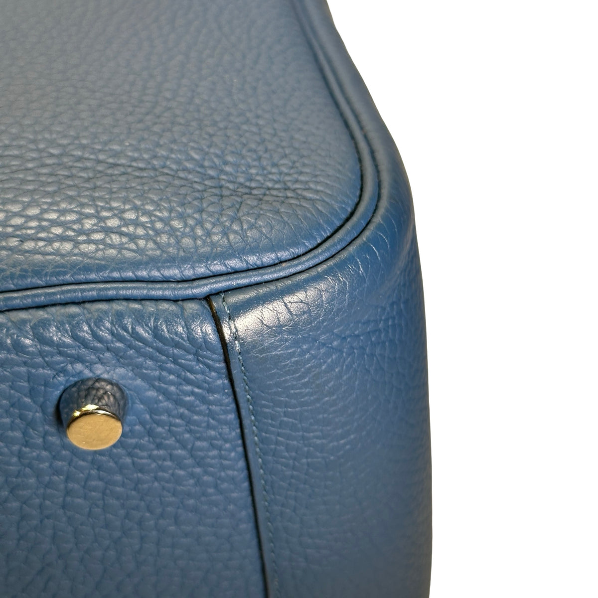 Used HERMES Clemence Lindy Handbag Blue