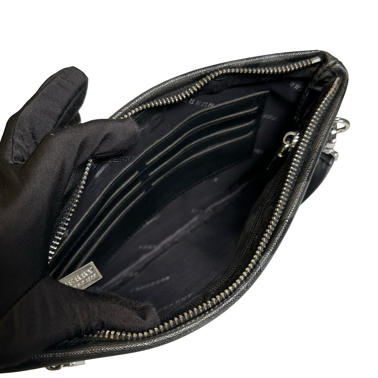 Used BURBERRY London Check Clutch Clutch Black Grey