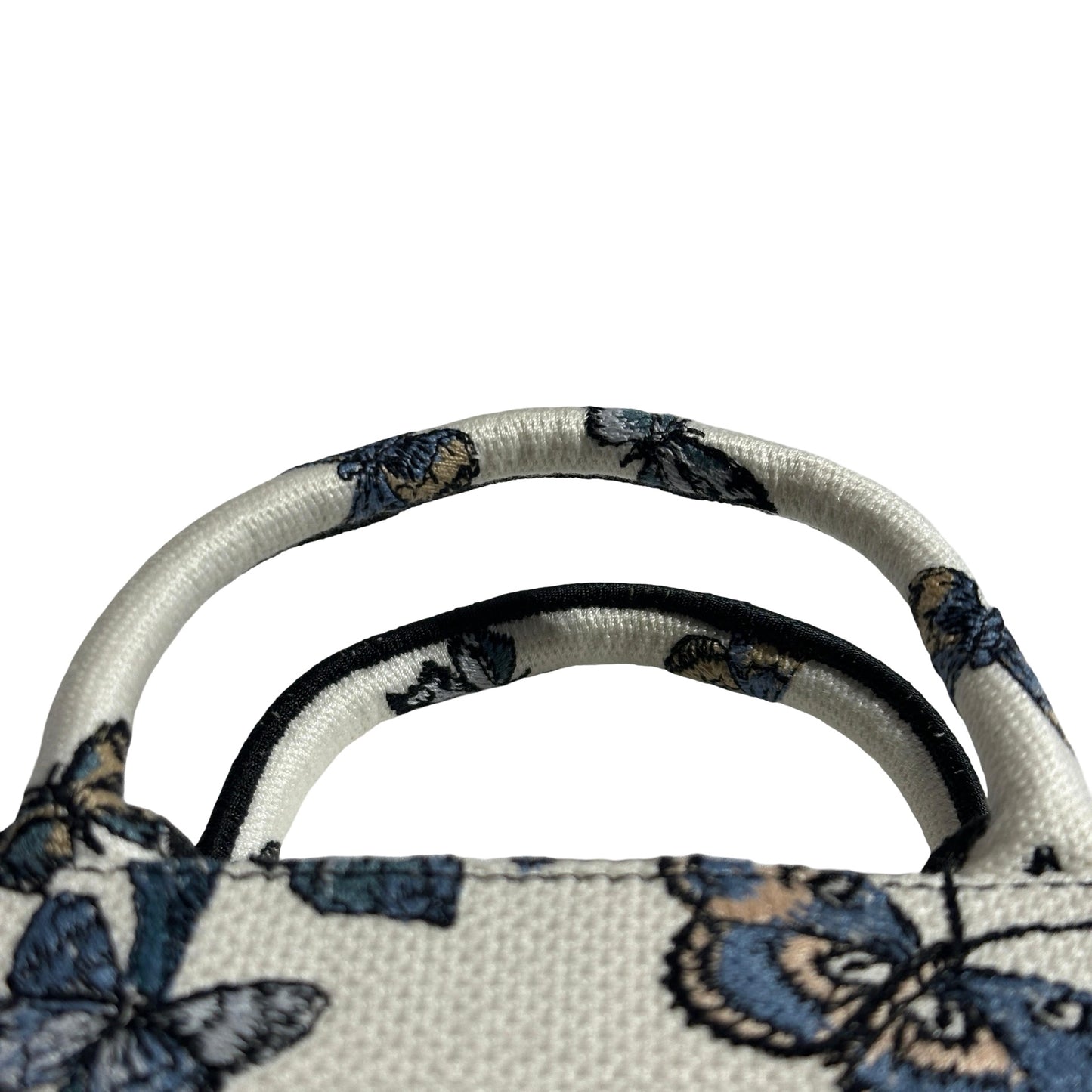 CHRISTIAN DIOR Canvas Embroidery Book Tote Tote Bag Blue White GHW