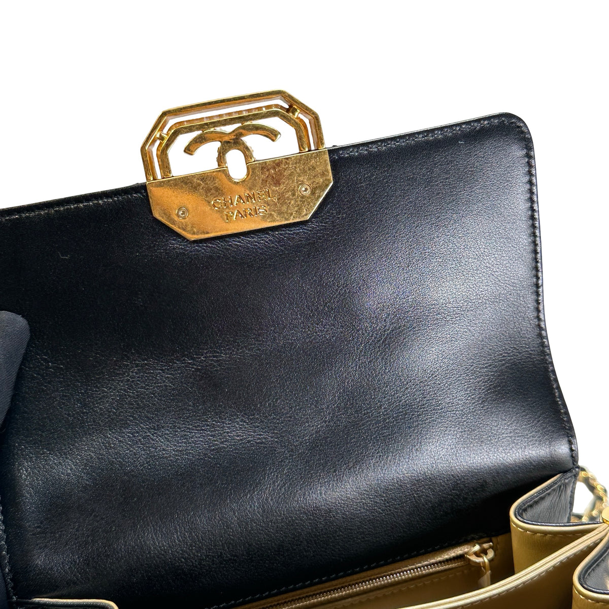 Used CHANEL Lambskin 23C Strass Mini Flap Bag Chain Shoulder Bag Black GHW
