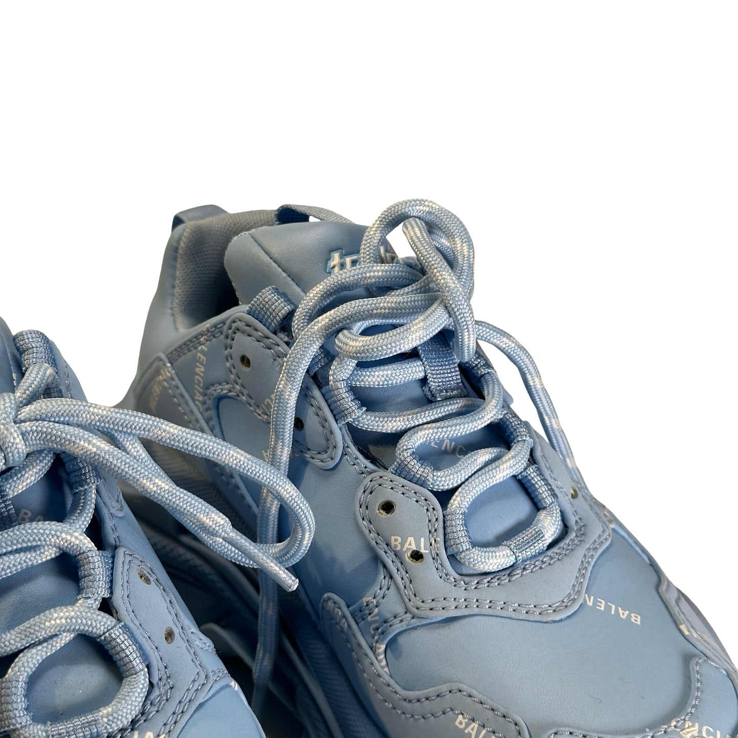 Used BALENCIAGA Logo Triple S Sneakers Light Blue