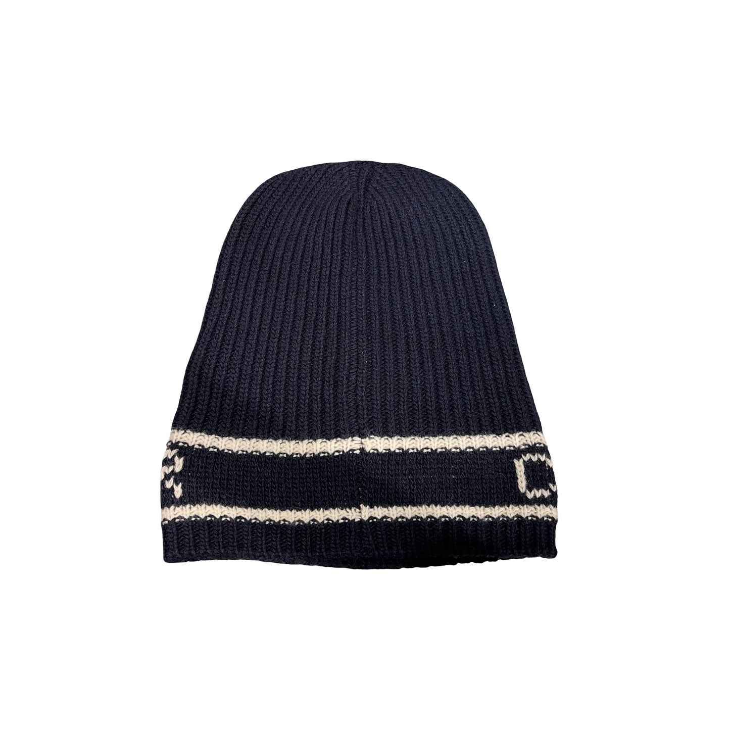 Used CHRISTIAN DIOR Dior Oblique Dior Oblique Beanie Hat Navy Blue White