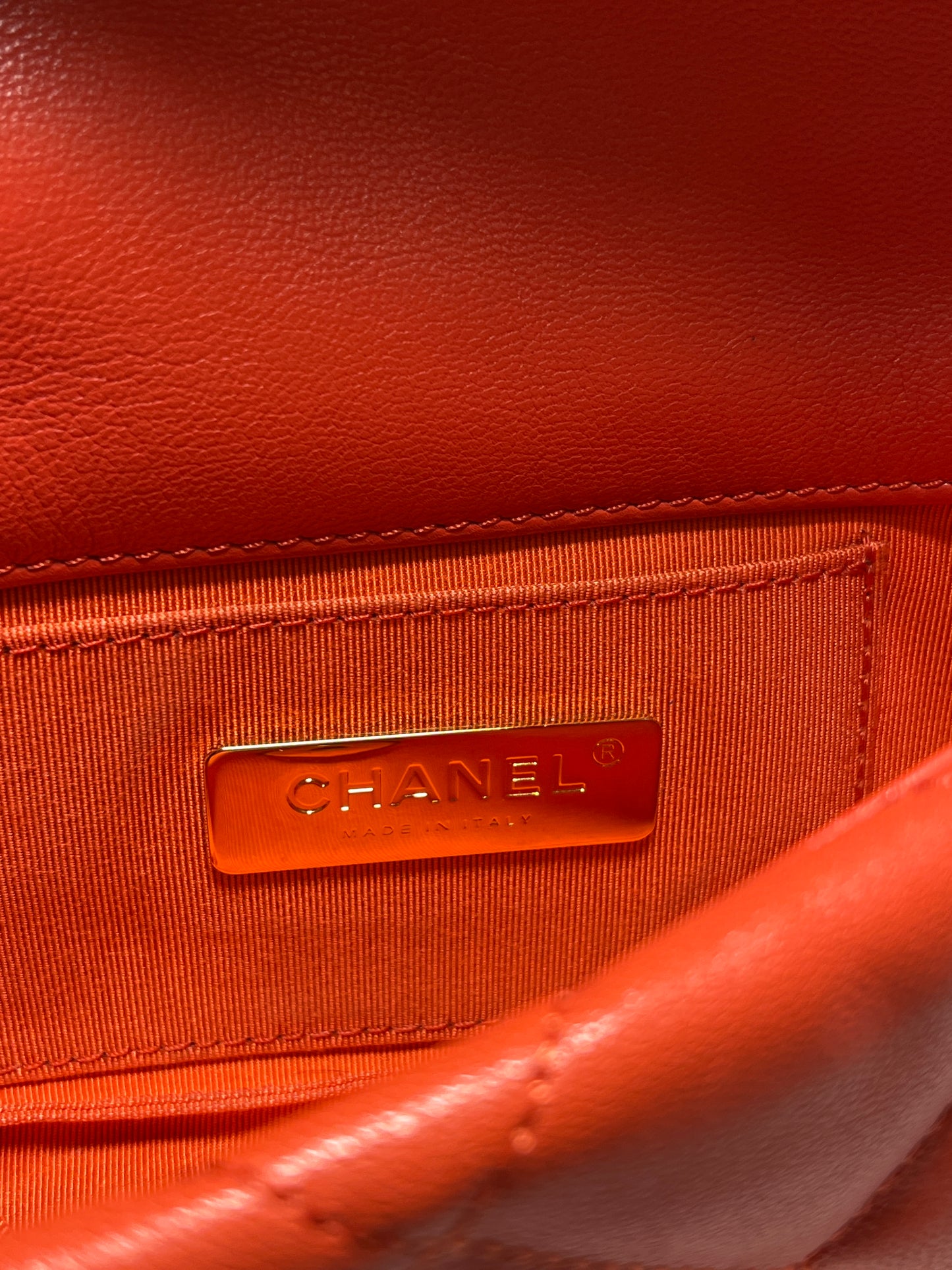 Used Chanel Lambskin Leather 19 Belt Shoulder Bag GHW Red