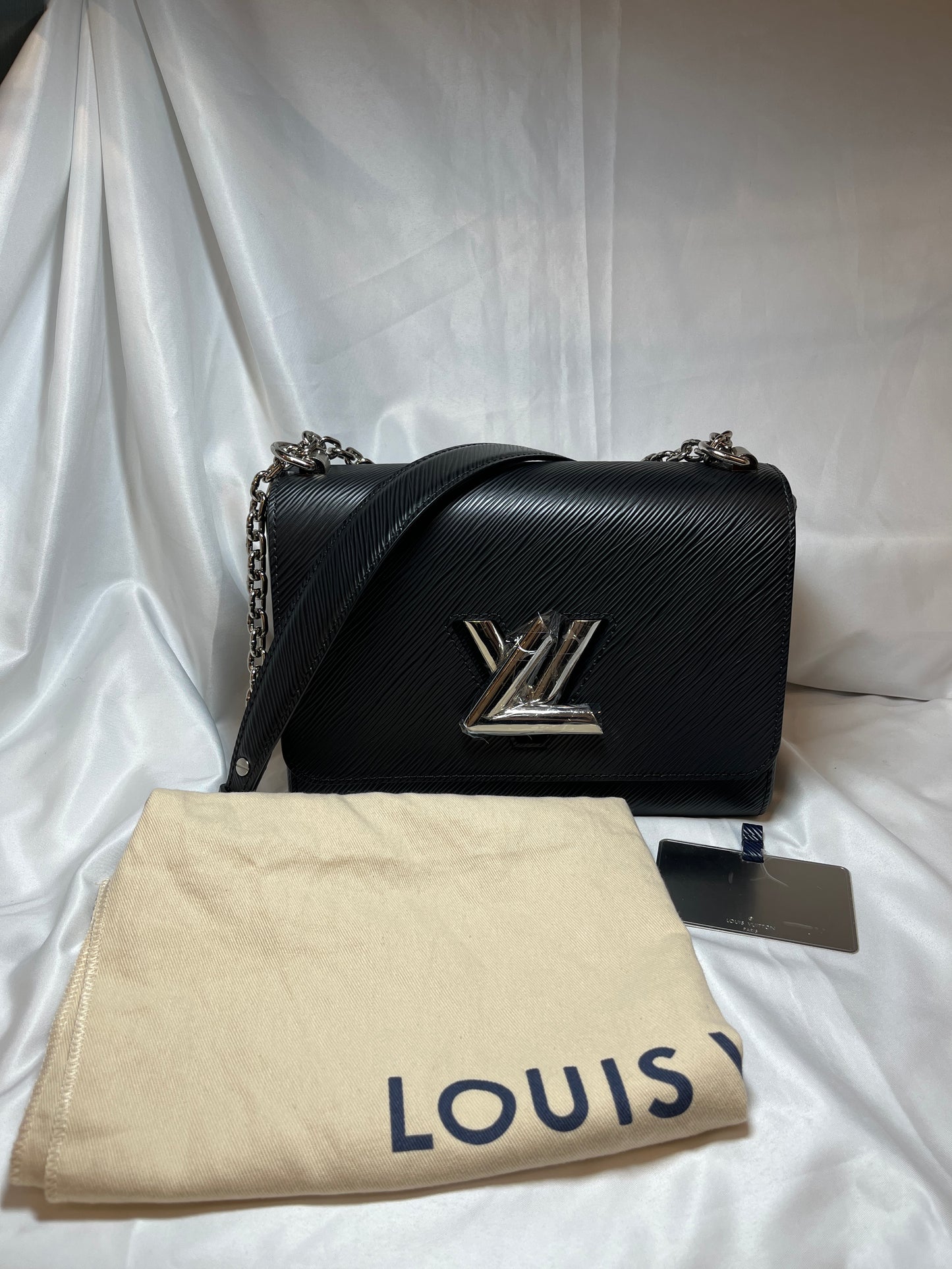 Used LOUIS VUITTON Canvas Twist Shoulder Bag Black PHW