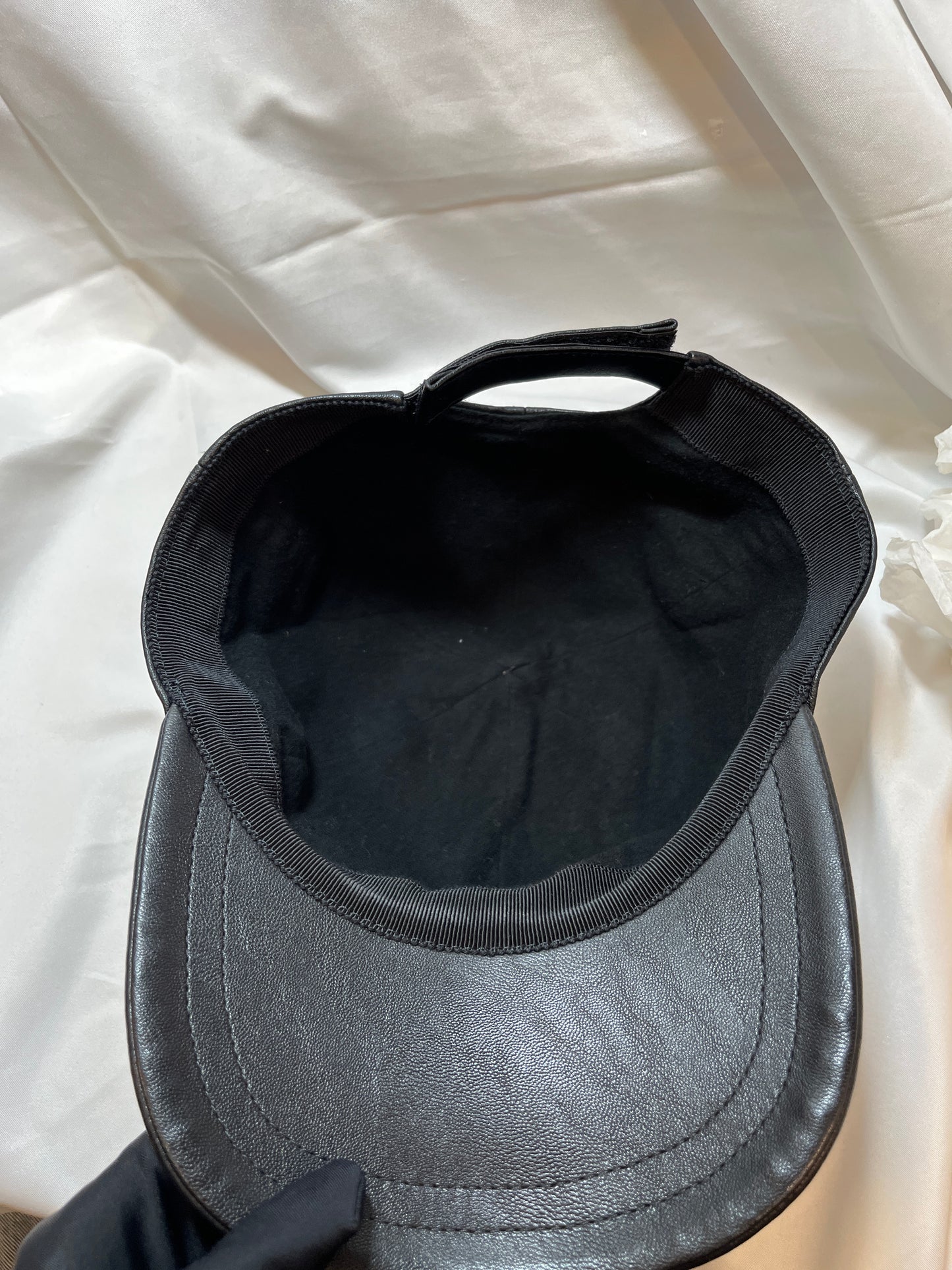 Used Moncler Calfskin Leather Hat Hat Black