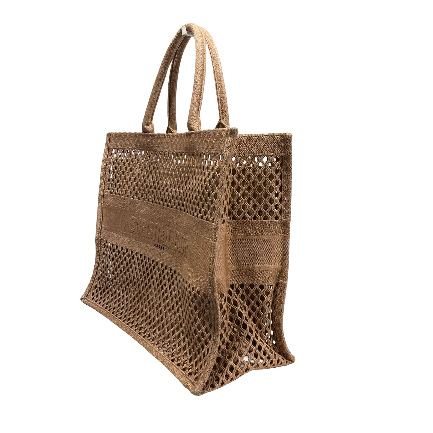 Used DIOR Mesh Embroidery Book Tote Tote Bag Pink Beige