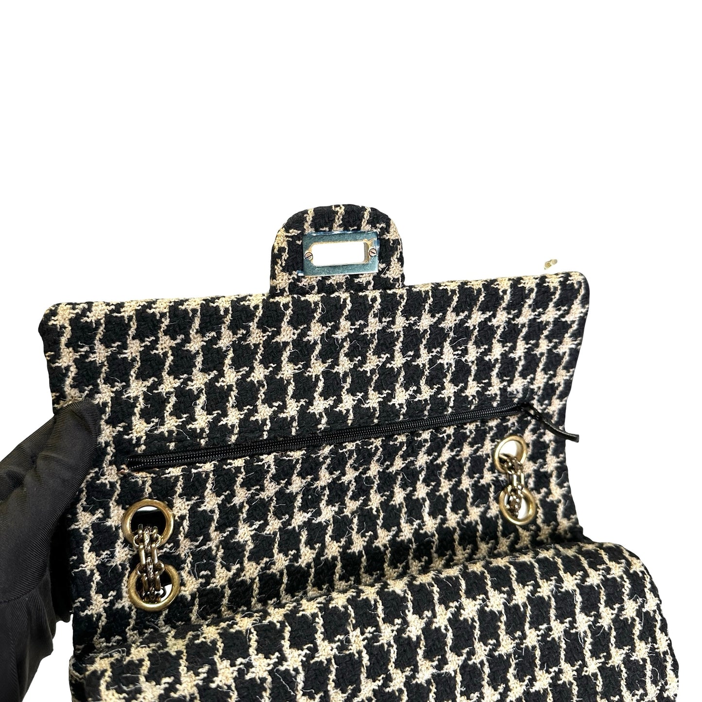 Used CHANEL Tweed 2.55 Small Shoulder Bag Black Beige