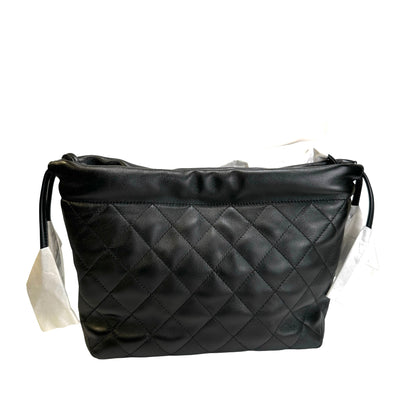 Brand New CHANEL Quilted Leather Bucket Bag Handbag Black Gold
