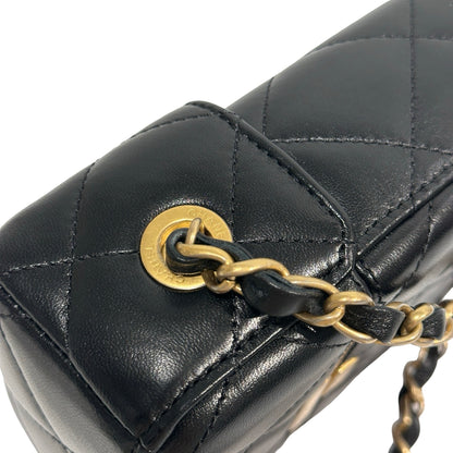 Used CHANEL Quilted Lambskin Plexi Box Bag Shoulder Bag Black Gold