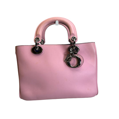Used DIOR Calfskin Lady Dior Handbag Pink PHW