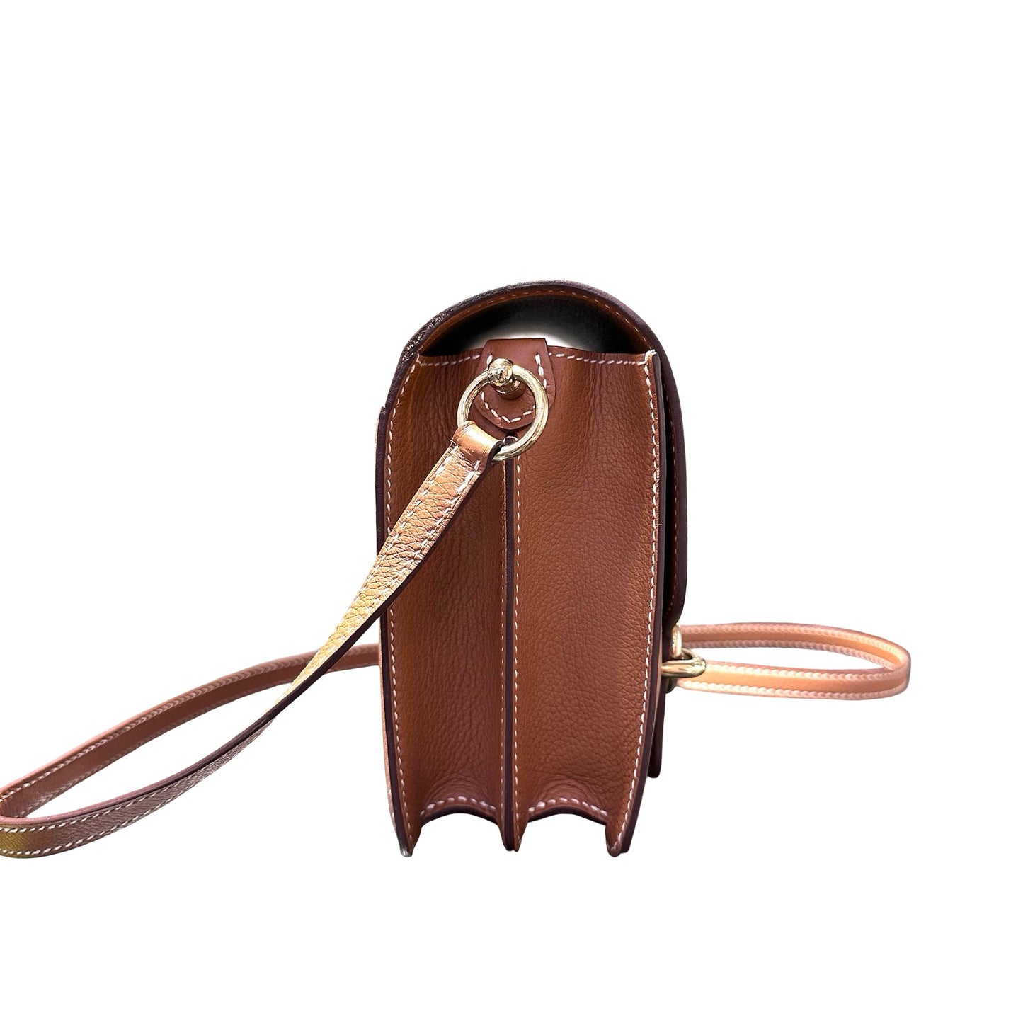 Used HERMÈS Evercolor leather MINI ROULIS Cross Body Bag GHW Gold