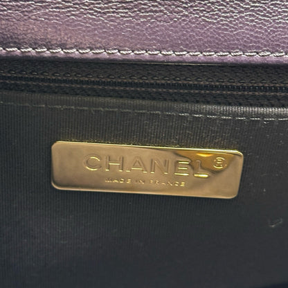 Used CHANEL Lambskin Quilted Chanel 19 Large Chain Shoulder Bag Purple GHW