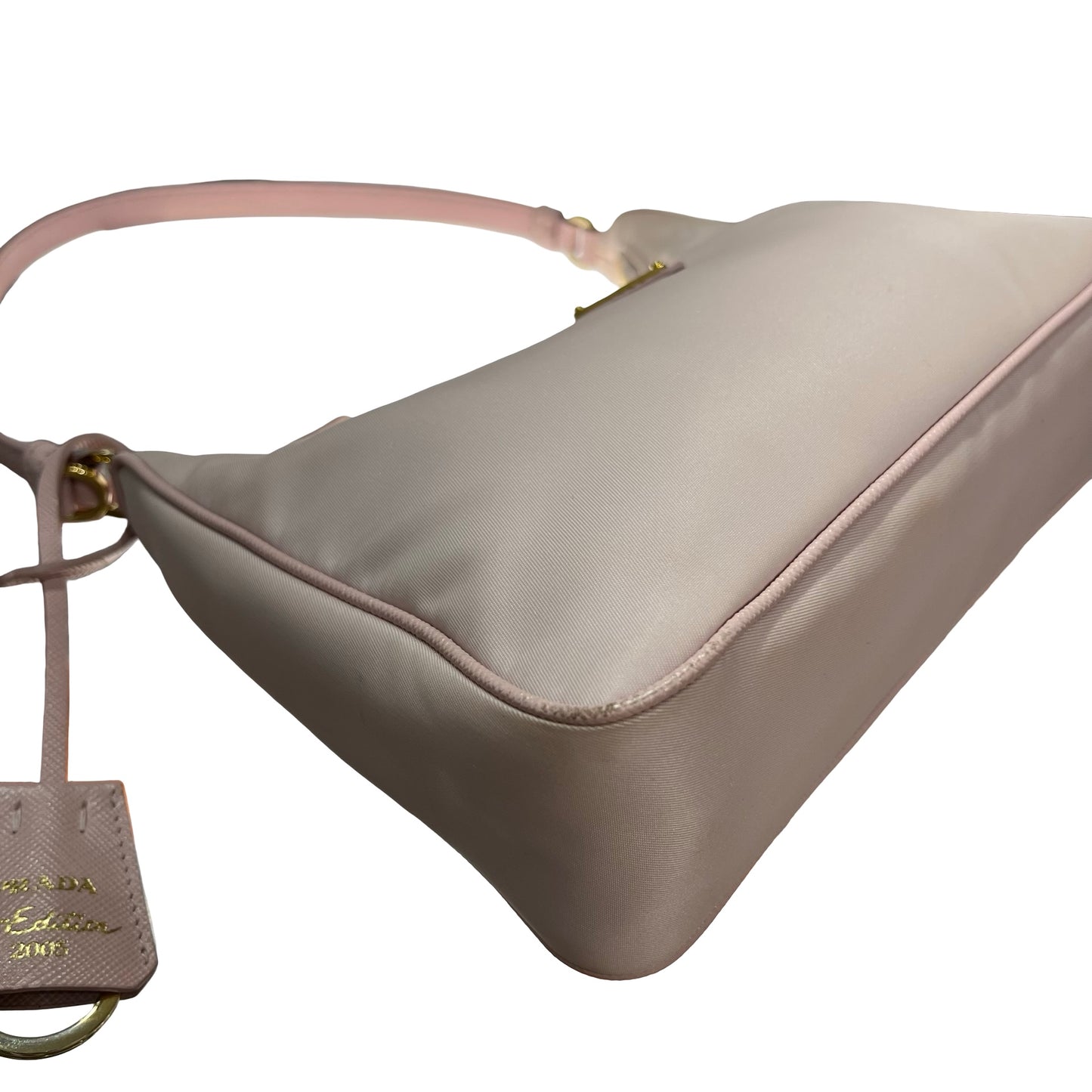 Used PRADA Nylon Calfskin Leather Re-Edition Shoulder Bag Pink GHW