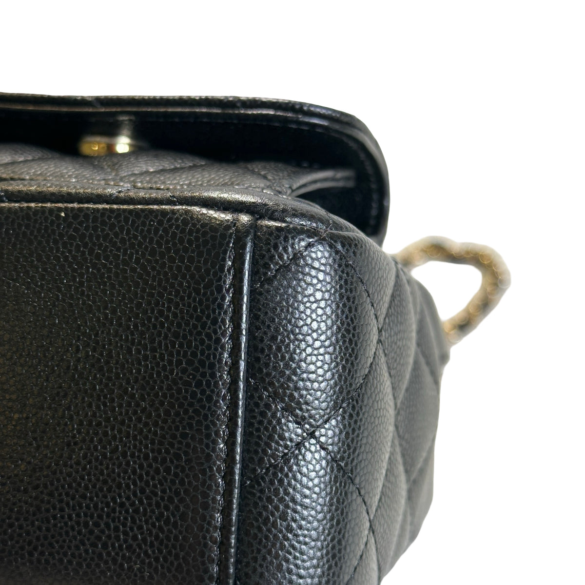 Used CHANEL Quilted Caviar Backpack Backpack Black