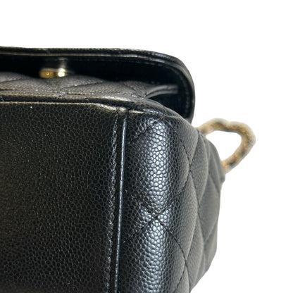 Used CHANEL Quilted Caviar Backpack Backpack Black