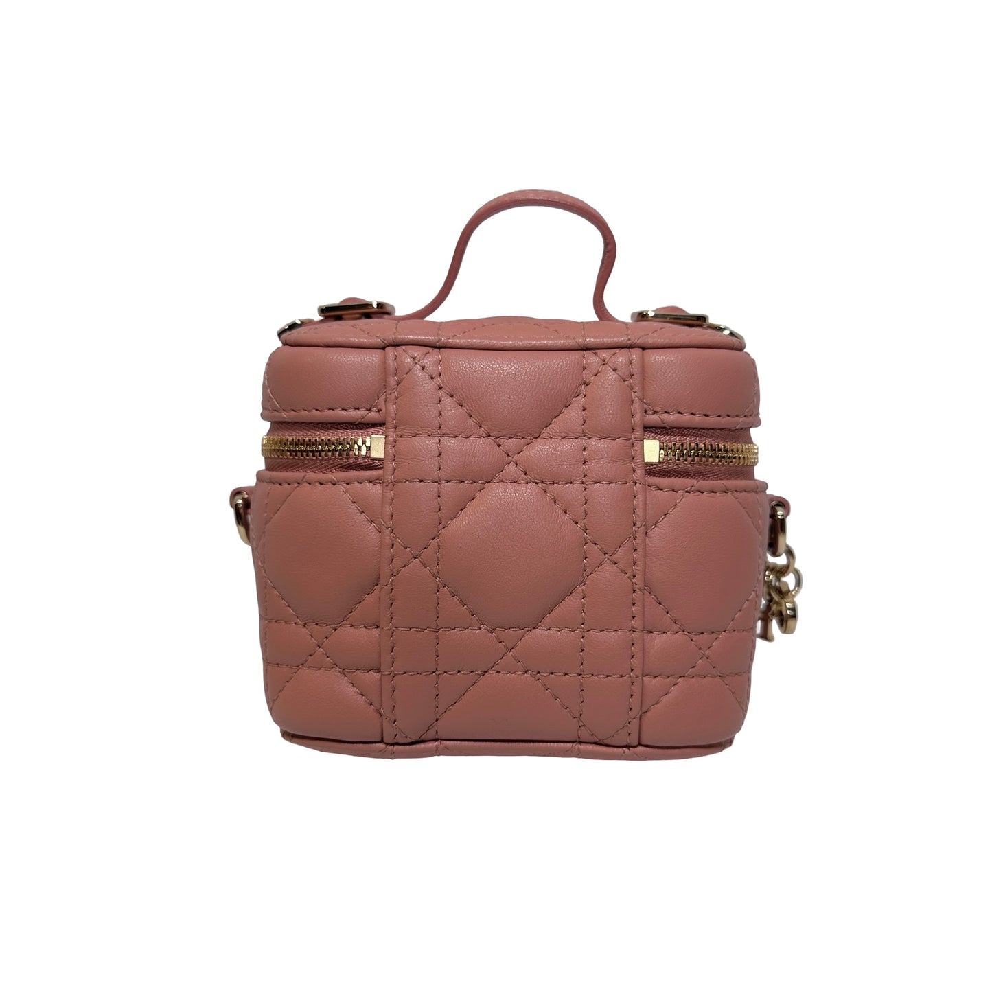 Used DIOR Lambskin Leather Vanity bag Vanity case Pink