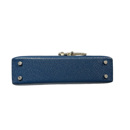 Used HERMES Chevre Mini Verrou Crossbody Bag 73 Bleu Salhir PHW