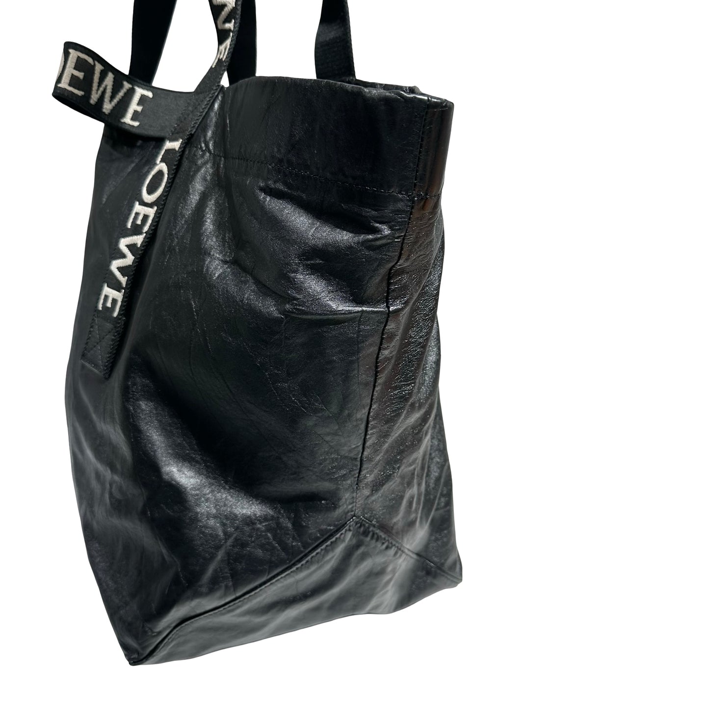 LOEWE FOLD SHOPPER BAG BLACK LAMBSKIN [3001376]