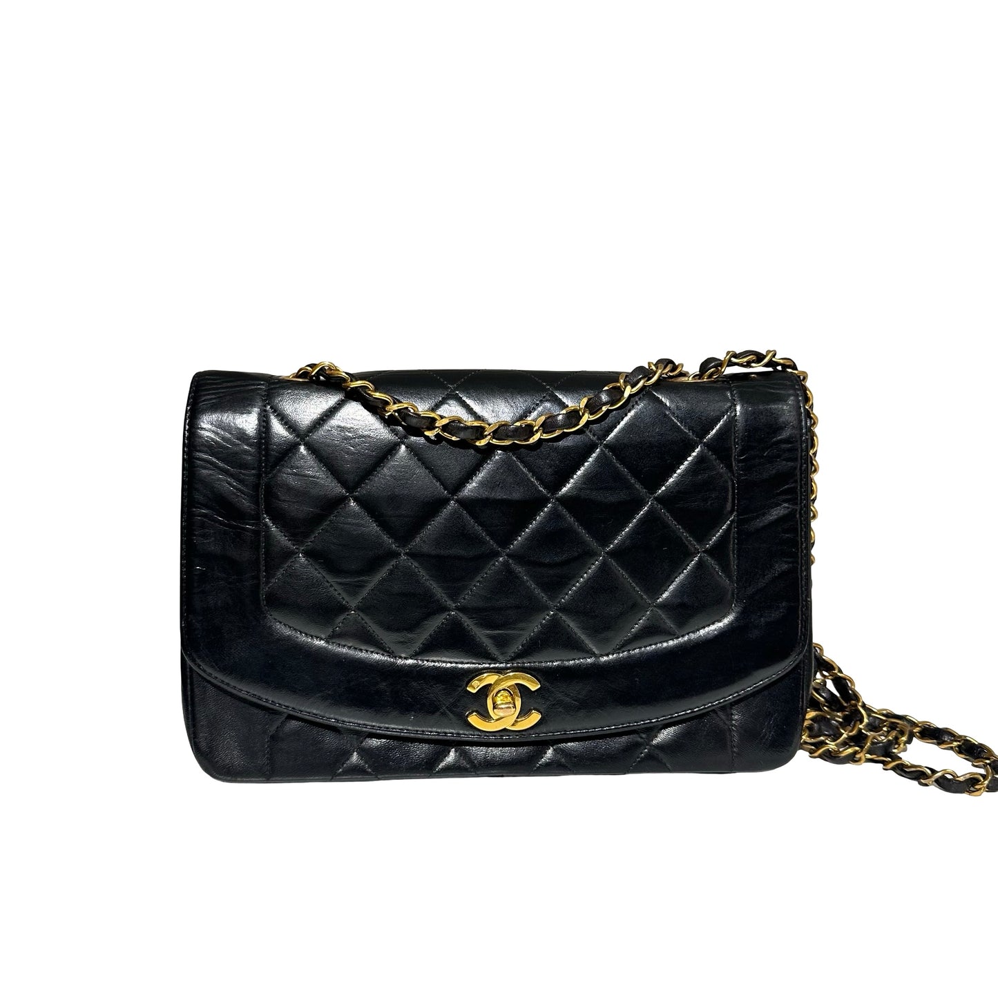 CHANEL DIANA LAMBSKIN BLACK GHW [2000039]