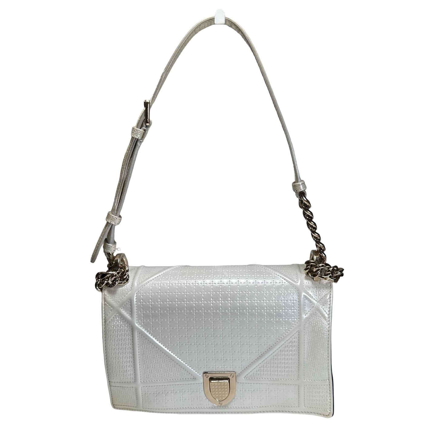Used DIOR Diorama Crossbody Bag White GHW