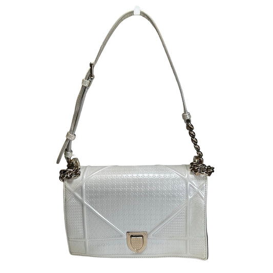 Used DIOR Diorama Crossbody Bag White GHW