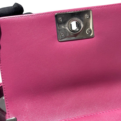 Used CHANEL Boy 20cm Cross Body Bag Red PHW