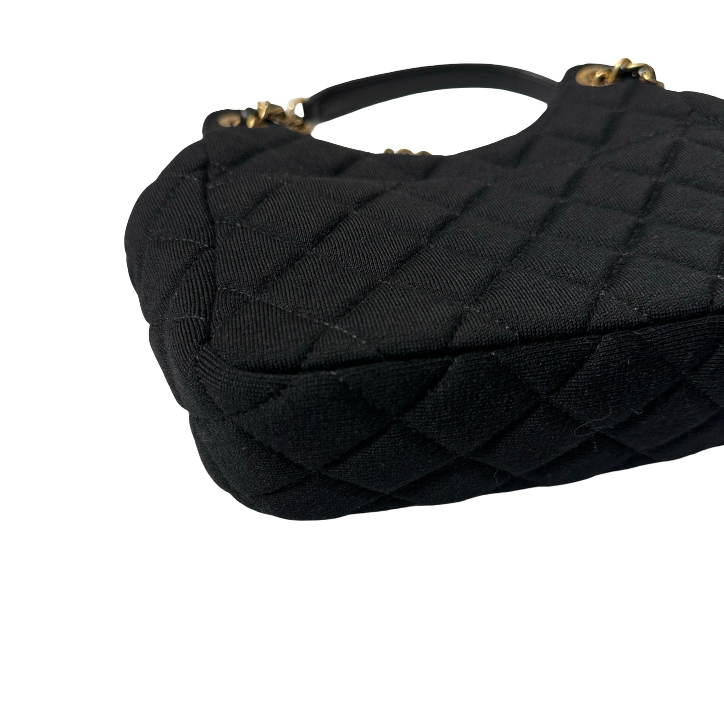 Used CHANEL Wool 23C hobo small wool jersey Shoulder Bag Black GHW