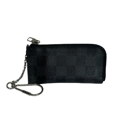 Used LOUIS VUITTON Damier Ebene Canvas KEY POUCH Pouch Black