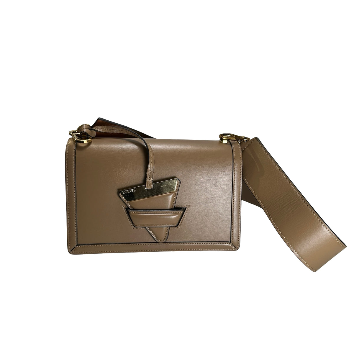 Used LOEWE Calfskin Barcelona Crossbody Bag Brown GH