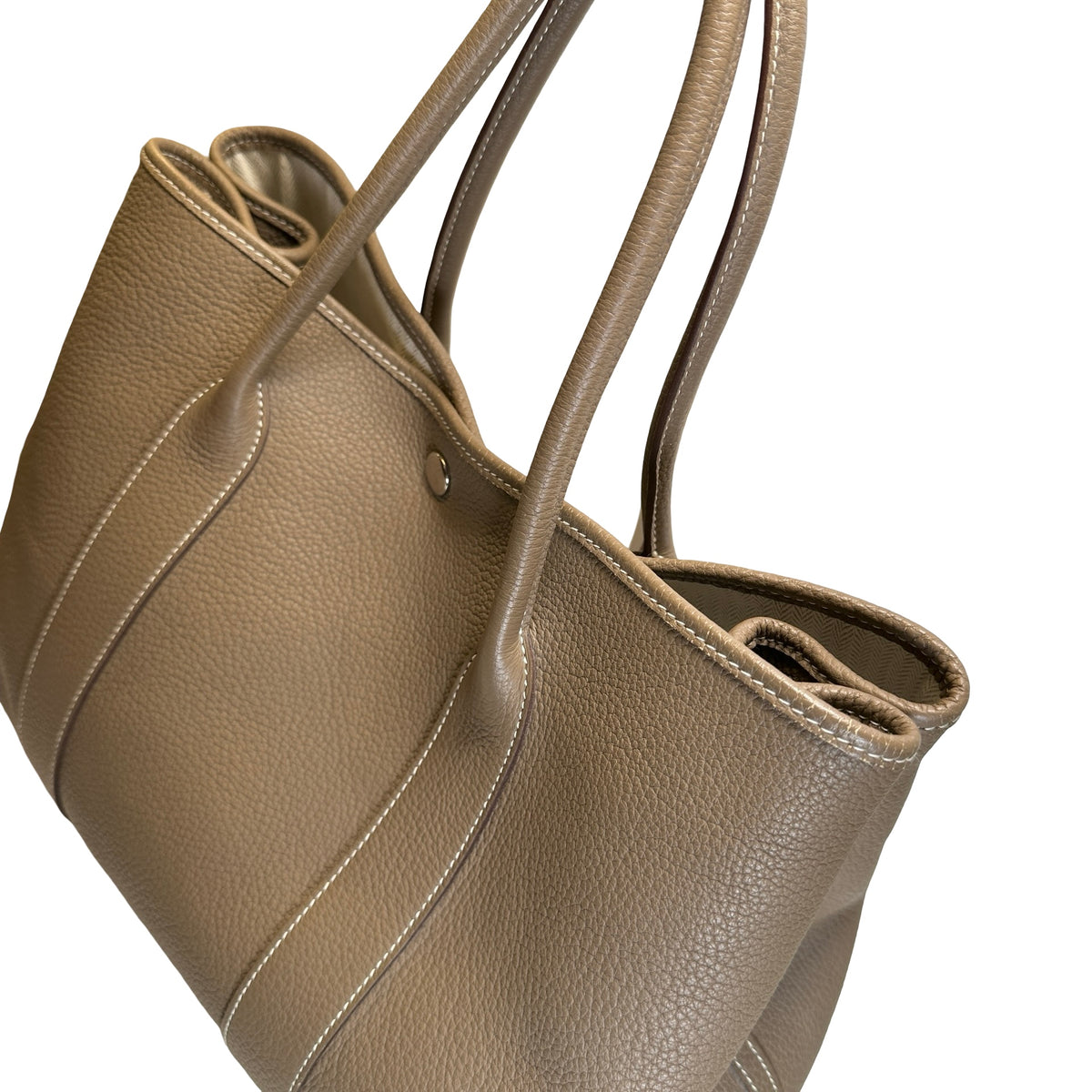 Used HERMES Negonda Leather Garden Party Tote Bag Etoupe
