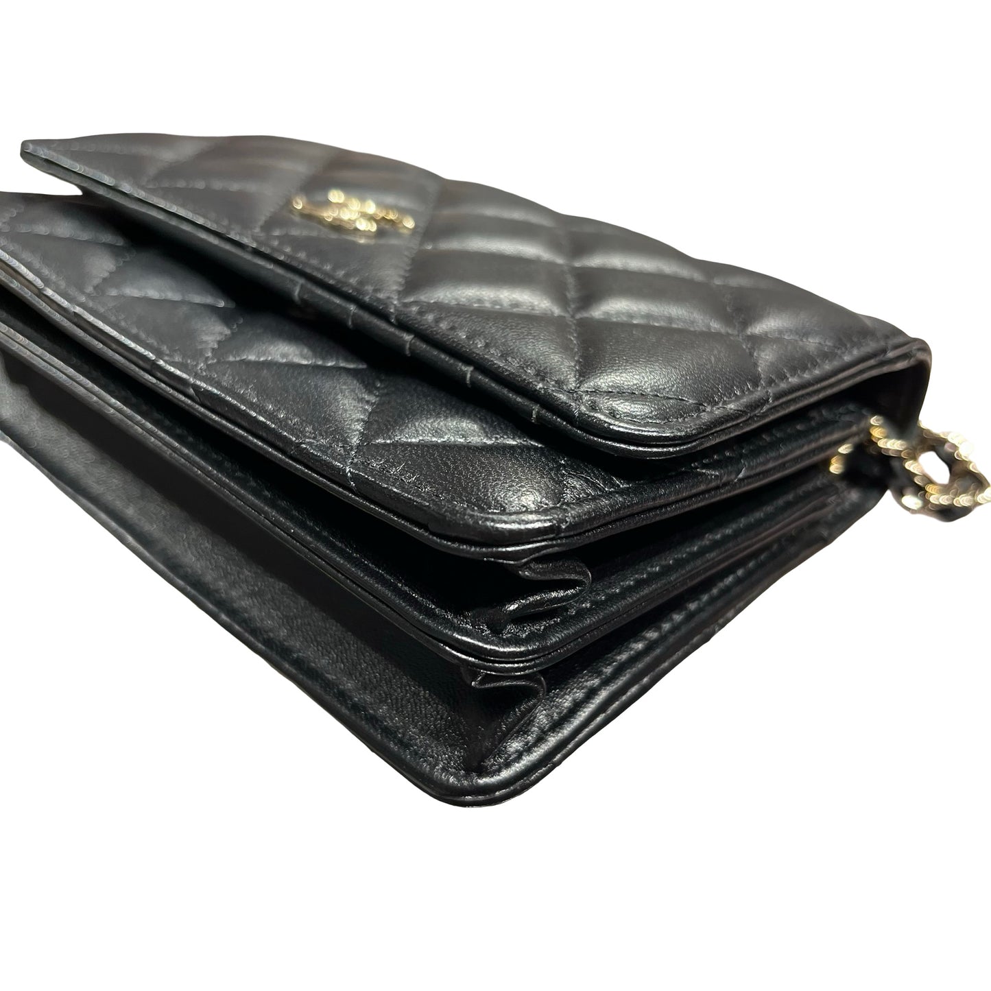 Used CHANEL Camellia WOC Wallet on Chain Black GHW