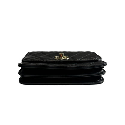 Used CHANEL Quilted Lambskin Trendy CC WOC Wallet on chain Black GHW